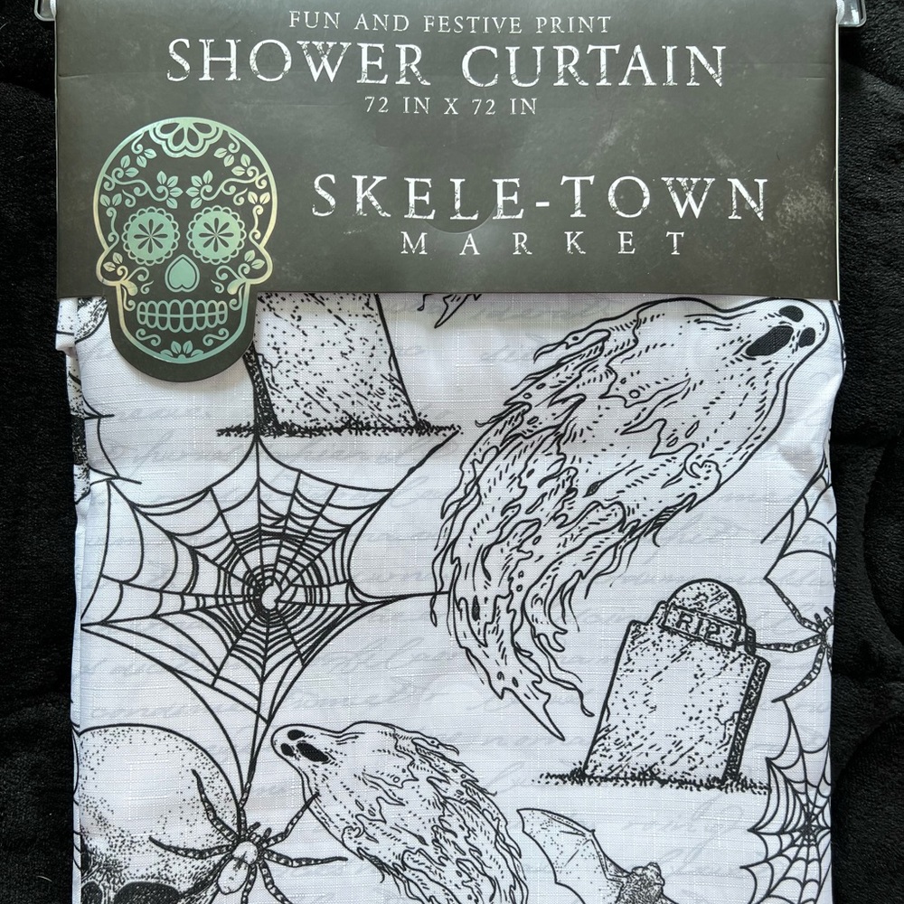 Skele-Town Market Halloween Shower Curtain